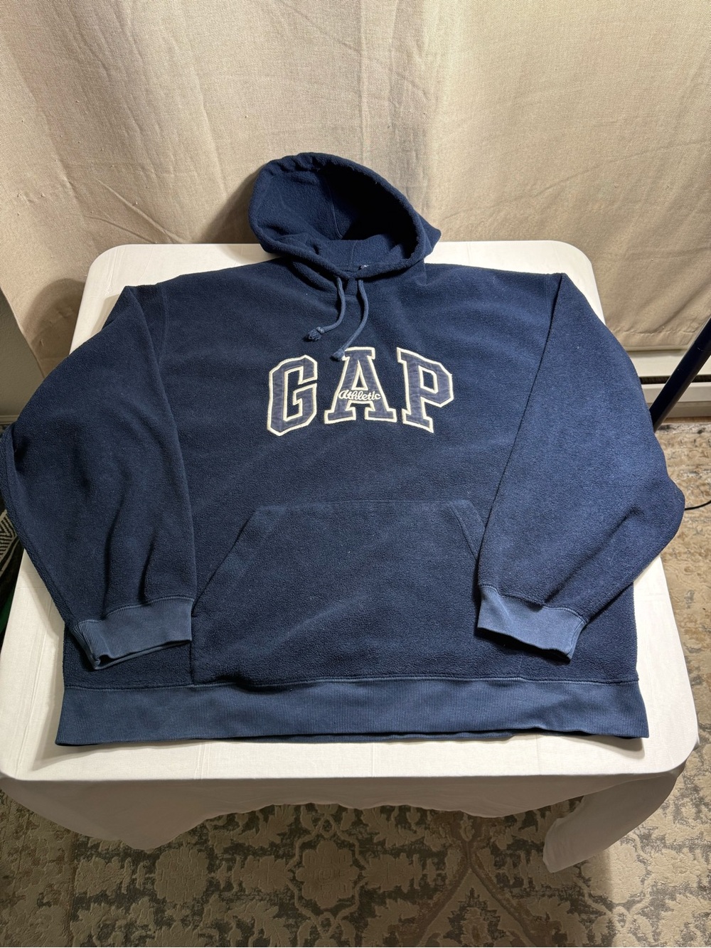 Vintage GAP Athletic Hoodie Sweatshirt Fleece Men’s XL Blue Y2K Sweater